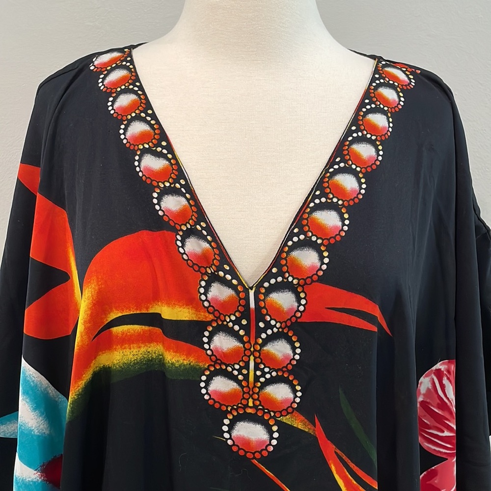 WINLAR KAFTANS -Women's Short Sleeve Printed Beach Maxi Caftan Dress - Picture 7 of 13